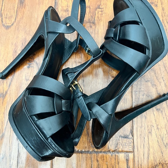 👠 🖤 AUTHENTIC SAINT LAURENT TRIBUTE LEATHER 105MM SIZE 37👠🖤